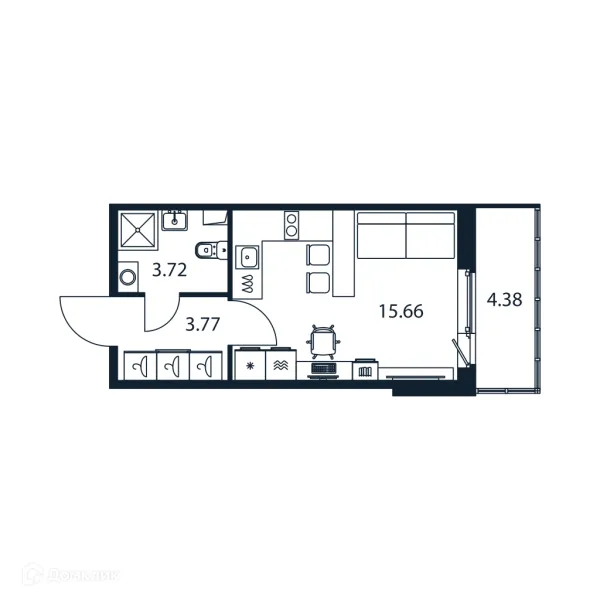 Планировка Студия в ЖК "Полис ЛАВрики"