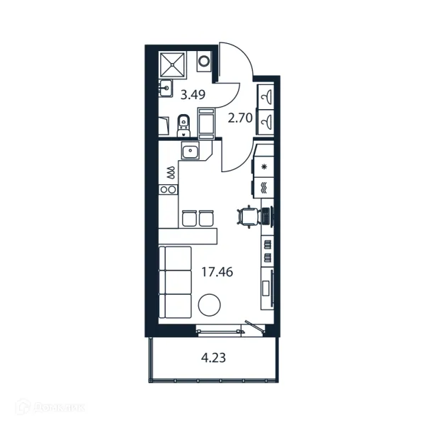 Планировка Студия в ЖК "Полис ЛАВрики"