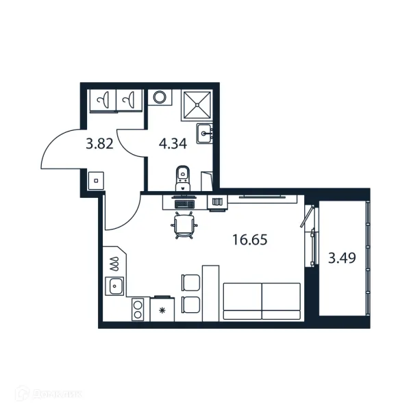 Планировка Студия в ЖК "Полис ЛАВрики"