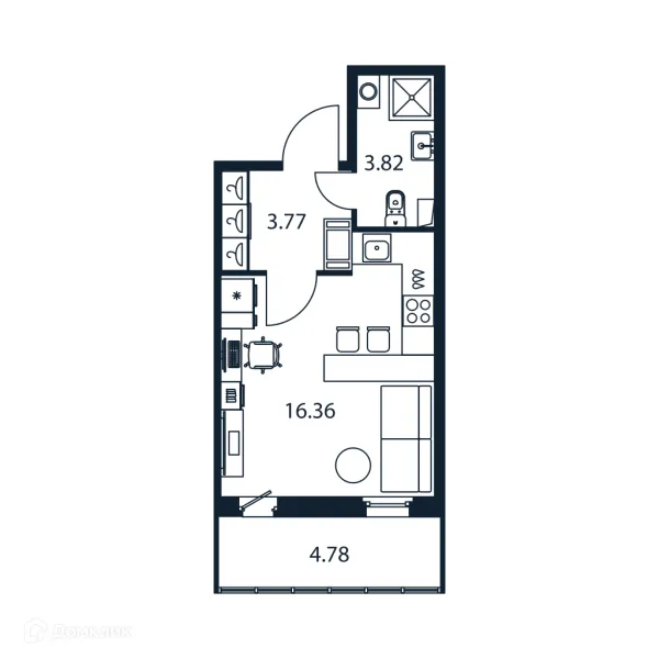Планировка Студия в ЖК "Полис ЛАВрики"