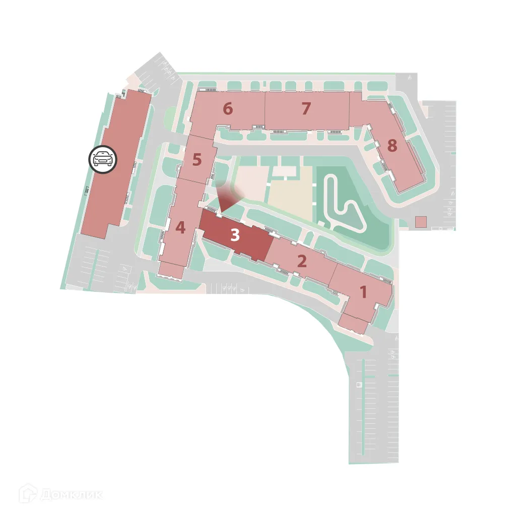 Планировка 2-комнатной квартиры 46.23 м² в ЖК "Полис ЛАВрики", г. Мурино — фото 3