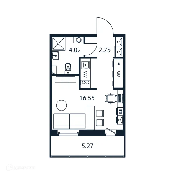 Планировка Студия в ЖК "Полис ЛАВрики"