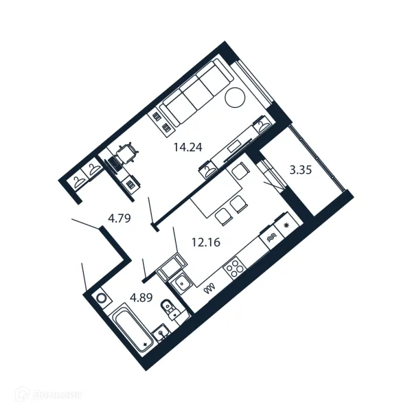 Планировка 1 комн. в ЖК "Полис ЛАВрики"