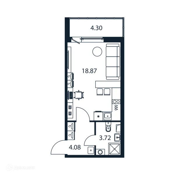 Планировка Студия в ЖК "Полис ЛАВрики"