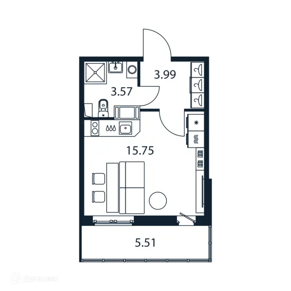 Планировка Студия в ЖК "Полис ЛАВрики"