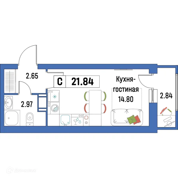 Планировка Студия в ЖК "Урбанист-2"
