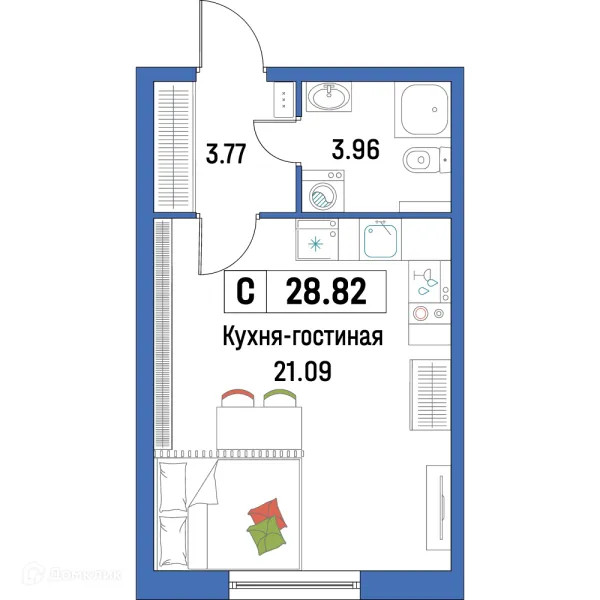Планировка Студия в ЖК "Урбанист-2"