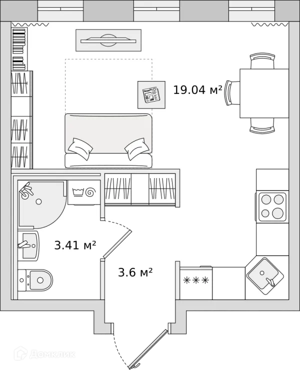 Планировка Студия в ЖК "Мурино Space (Мурино Спэйс)"
