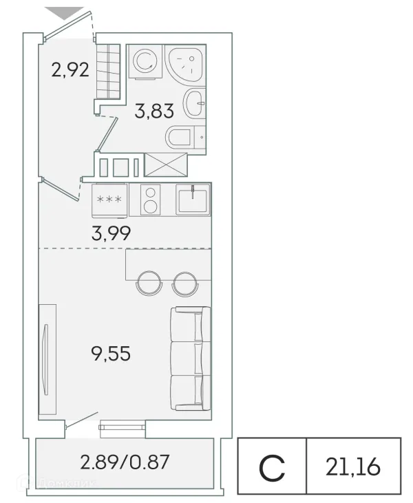 Планировка Студия в ЖК "Лампо"
