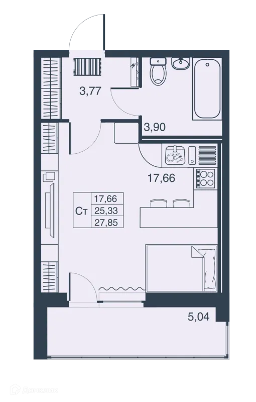 Планировка Студия в ЖК Мурино Парк