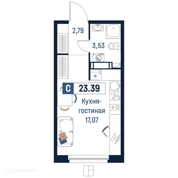 Планировка Студия в ЖК Максималист