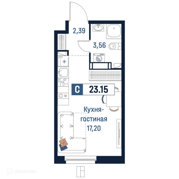 Планировка Студия в ЖК Максималист
