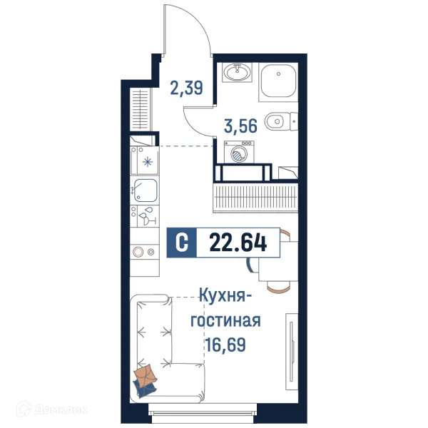 Планировка Студия в ЖК Максималист