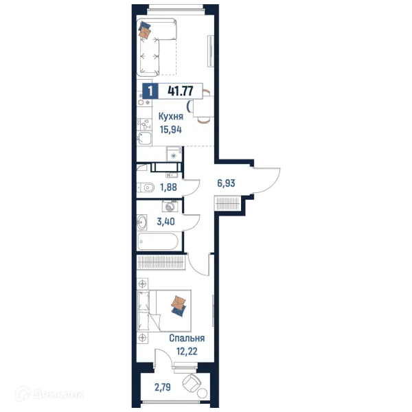 Планировка 1 комн. в ЖК Максималист