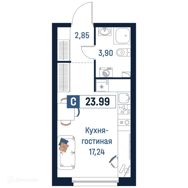 Планировка Студия в ЖК Максималист