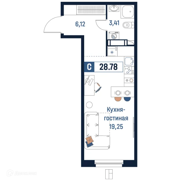 Планировка Студия в ЖК Максималист