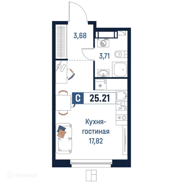 Планировка Студия в ЖК Максималист