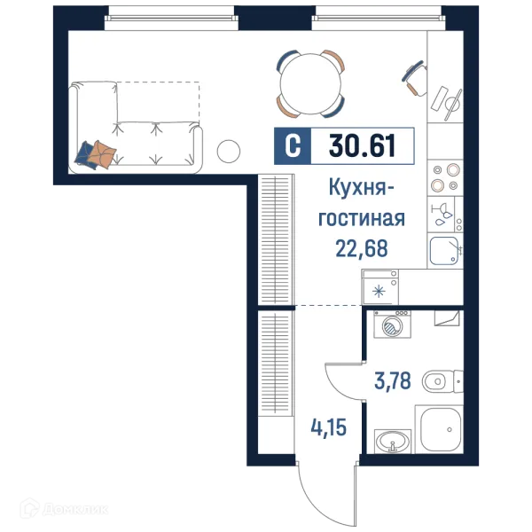 Планировка Студия в ЖК Максималист