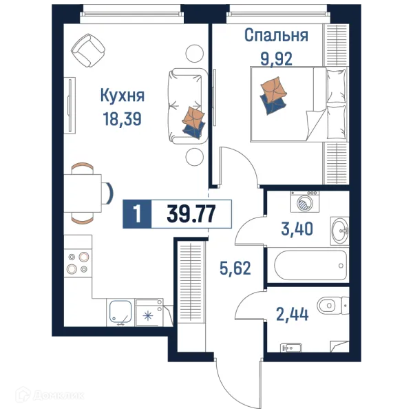 Планировка 1 комн. в ЖК Максималист