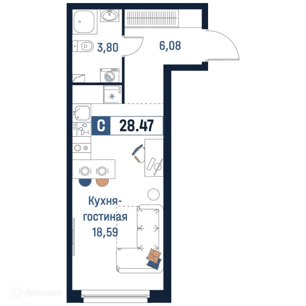 Планировка Студия в ЖК Максималист