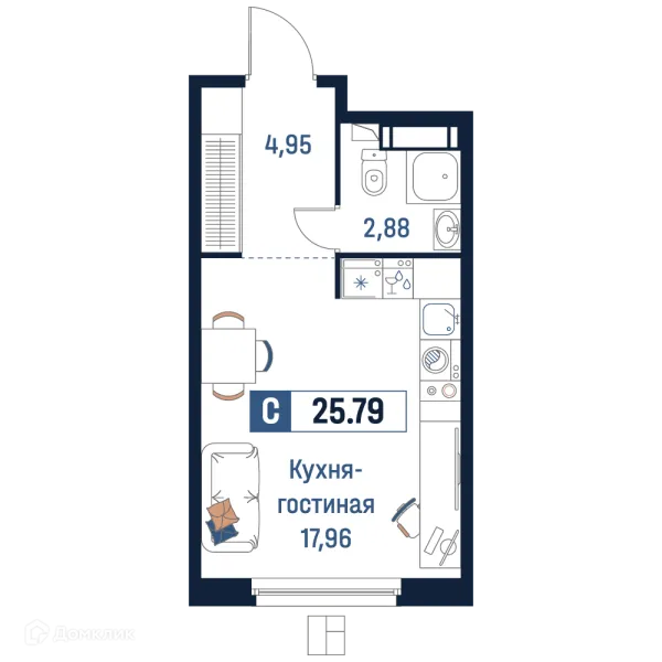 Планировка Студия в ЖК Максималист