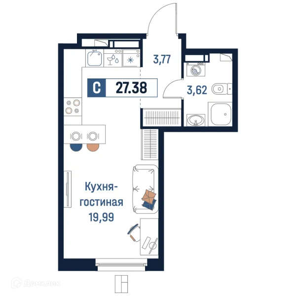 Планировка Студия в ЖК Максималист