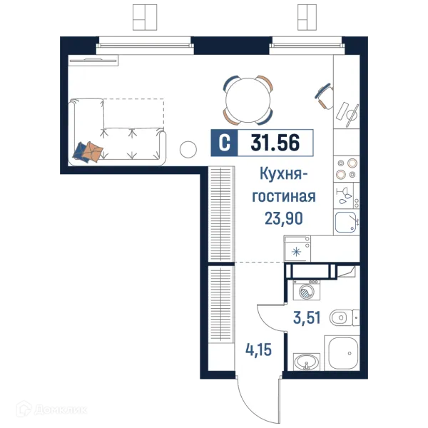 Планировка Студия в ЖК Максималист