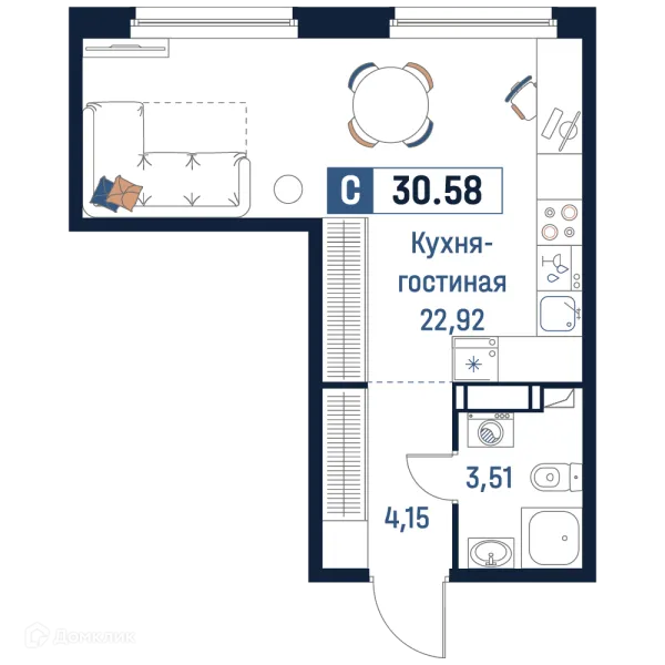 Планировка Студия в ЖК Максималист