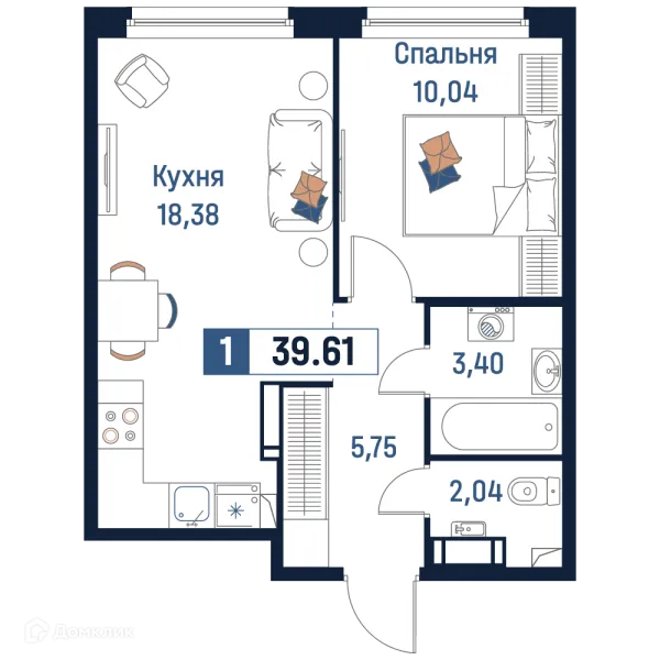 Планировка 1 комн. в ЖК Максималист