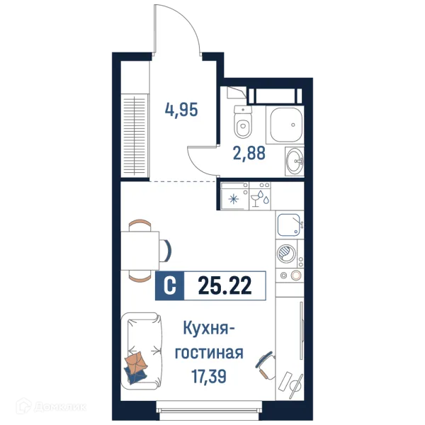 Планировка Студия в ЖК Максималист