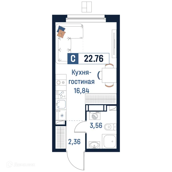Планировка Студия в ЖК Максималист