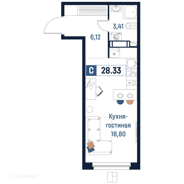Планировка Студия в ЖК Максималист