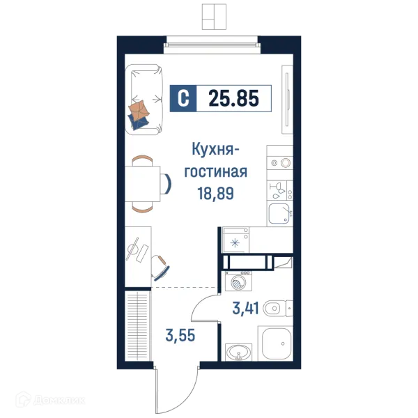 Планировка Студия в ЖК Максималист