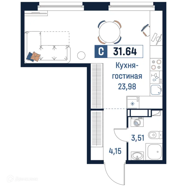Планировка Студия в ЖК Максималист