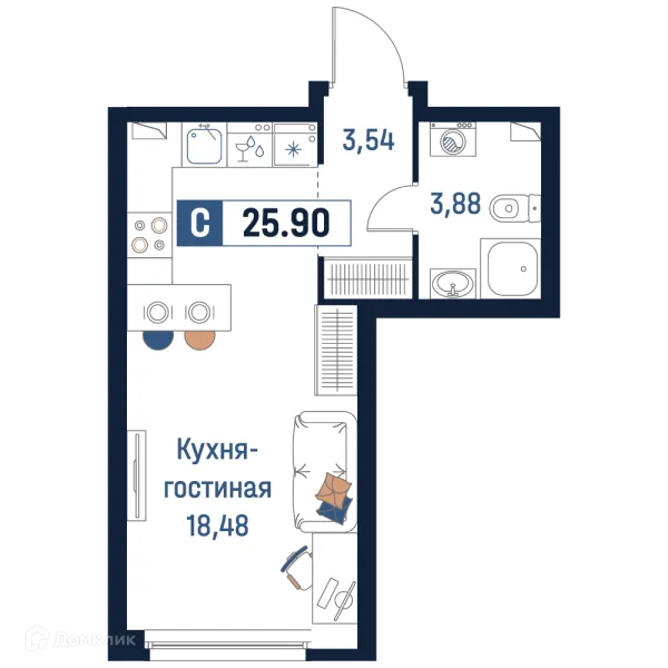 Планировка Студия в ЖК Максималист