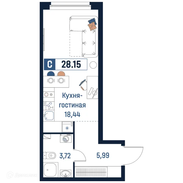Планировка Студия в ЖК Максималист