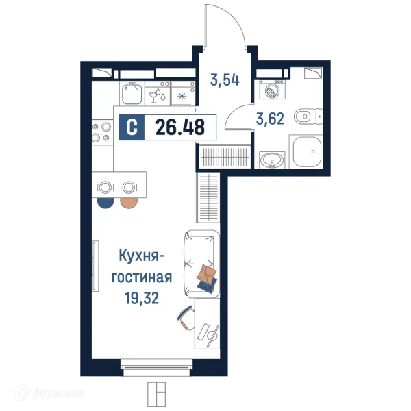 Планировка Студия в ЖК Максималист