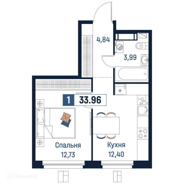 Планировка 1 комн. в ЖК Максималист