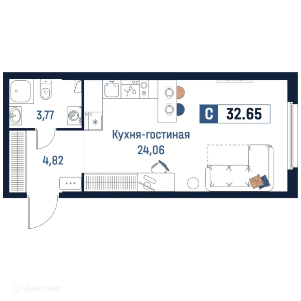 Планировка Студия в ЖК Максималист