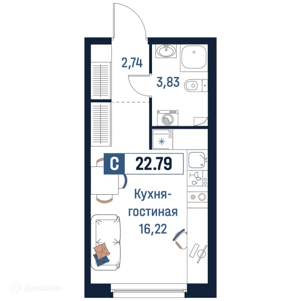 Планировка Студия в ЖК Максималист