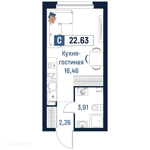 Планировка Студия в ЖК Максималист