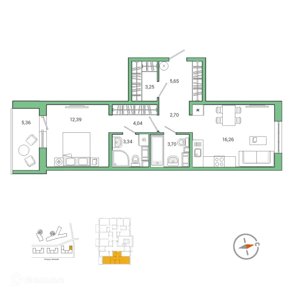 Планировка 1 комн. в ЖК IQ ГАТЧИНА (Айкью Гатчина)
