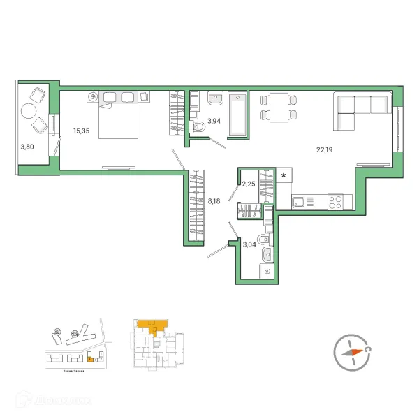 Планировка 1 комн. в ЖК IQ ГАТЧИНА (Айкью Гатчина)