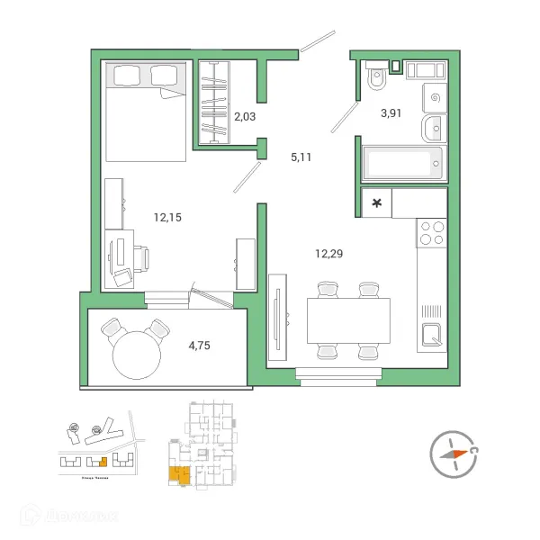 Планировка 1 комн. в ЖК IQ ГАТЧИНА (Айкью Гатчина)