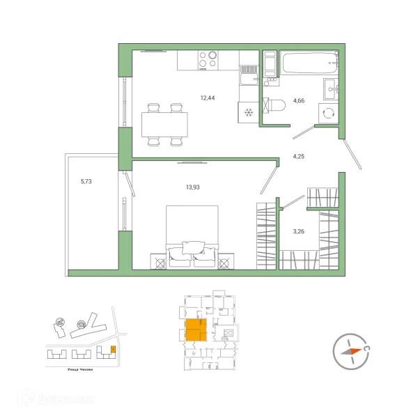Планировка 1 комн. в ЖК IQ ГАТЧИНА (Айкью Гатчина)