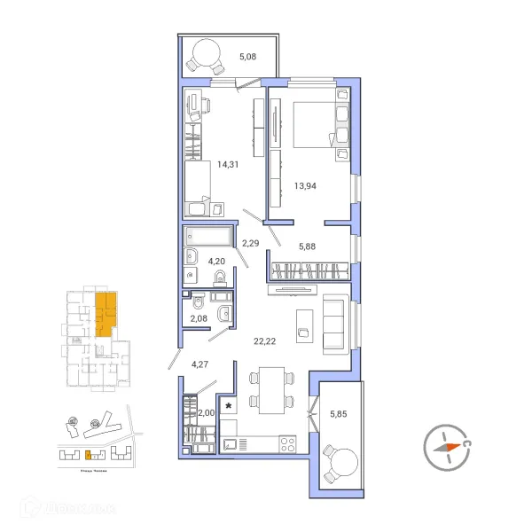 Планировка 3 комн. в ЖК IQ ГАТЧИНА (Айкью Гатчина)