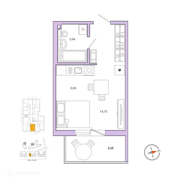 Планировка 1 комн. в ЖК IQ ГАТЧИНА (Айкью Гатчина)