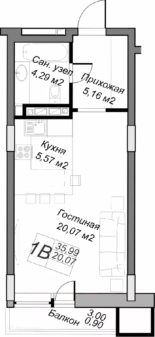Фото квартиры в ЖК Дом по ул Хади Атласи