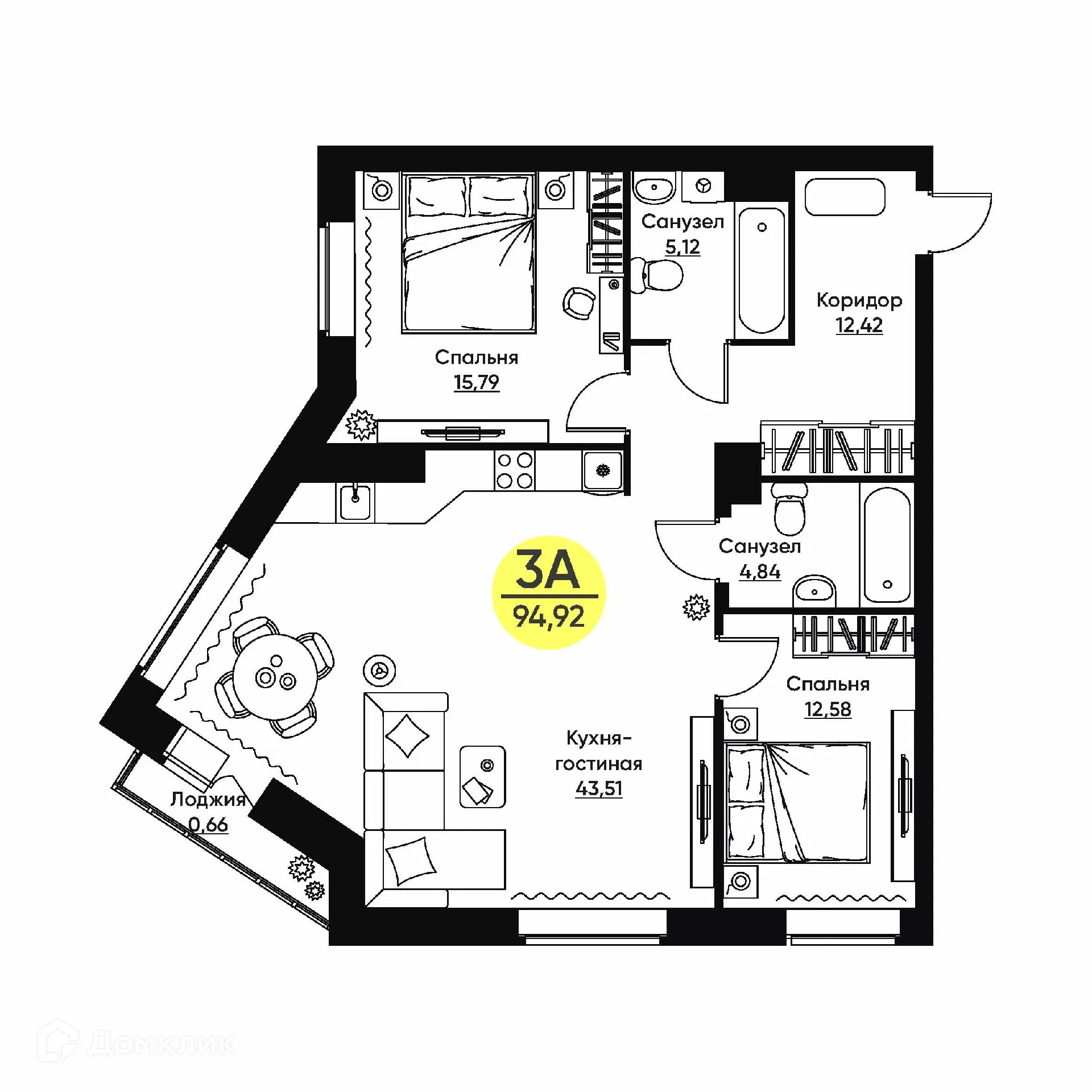 Фото квартиры в ЖК Дом по ул Хади Атласи
