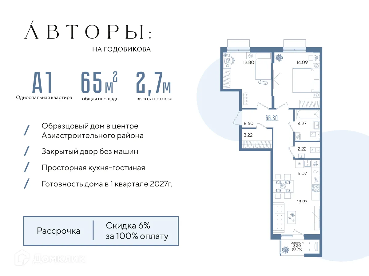 Фото квартиры в ЖК Авторы на Годовикова